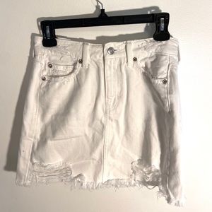 Ripped White Jean Skirt